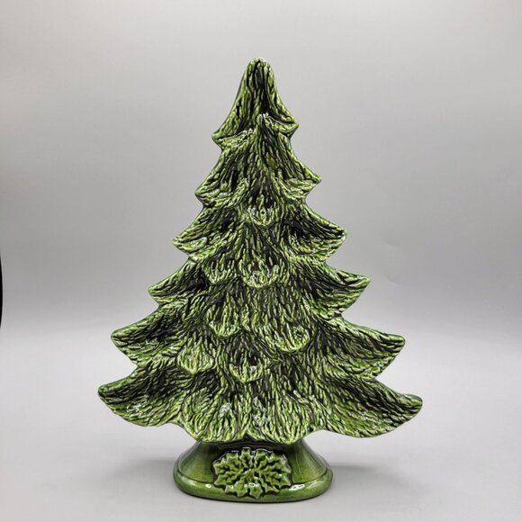 Vintage Hobbyist Ceramic Green Christmas Tree Shaped Decor or Candy Dish - Picture 1 of 8